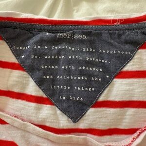 Mer-Sea Oversized Catalina Slub Tee OS white & Coral Red Stripe One Size Mersea